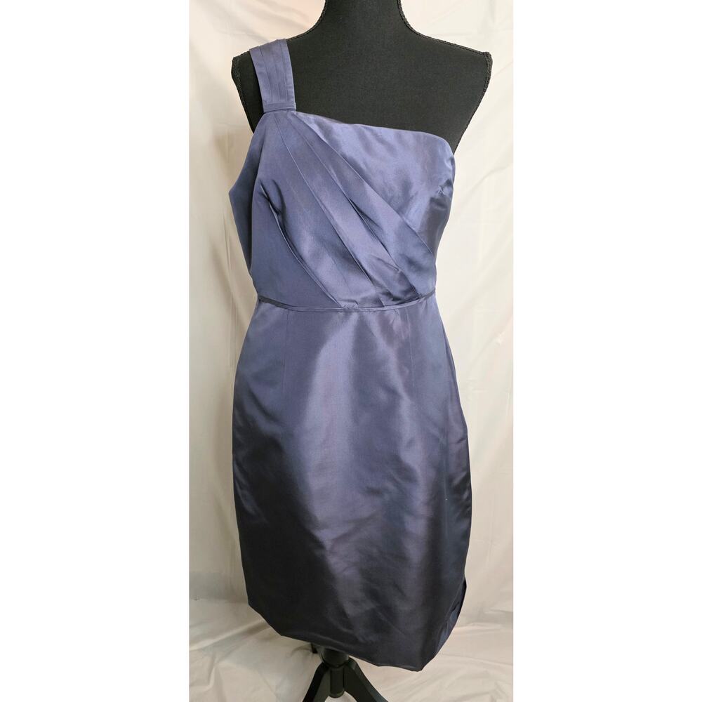 J. Crew Dress Women 8 Navy Single Shoulder Strap 100% Silk, Party Wedding Guest